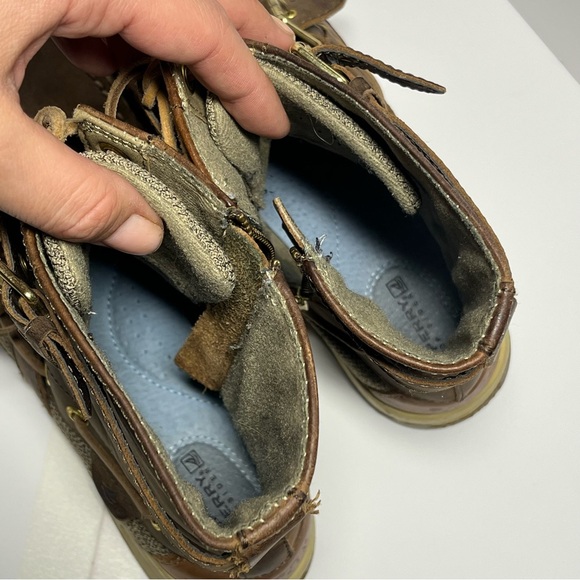 Sperry Women’s 9 Brown Leather Duck Boots Non-Marking Sole Lace Zip Riding Style - Picture 9 of 15
